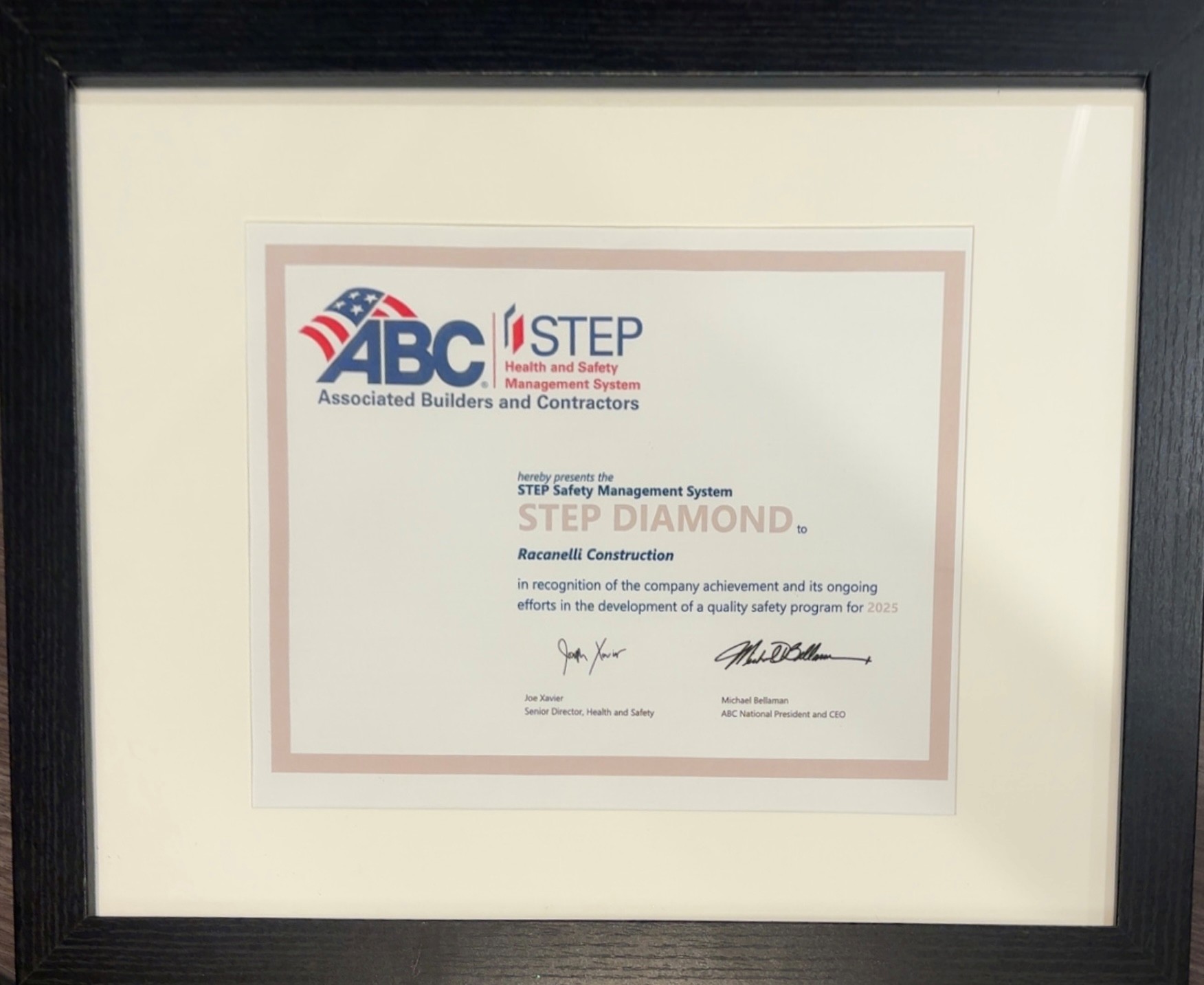 2025 STEP Safety Award – Racanelli Construction